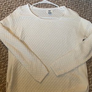 White waffle knit sweater